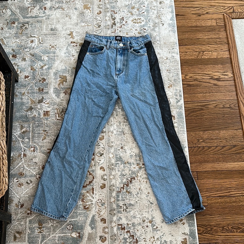 Women's Blue and Black Jeans